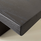 Black Ash Wood Bench with Geometric Metal Legs, Nordic Style