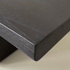 Black Ash Wood Bench with Geometric Metal Legs, Nordic Style