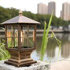Black Bronze Metal Lantern Outdoor Table Light with Clear Glass Shade