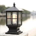 Black Bronze Metal Lantern Outdoor Table Light with Clear Glass Shade Main Product Image