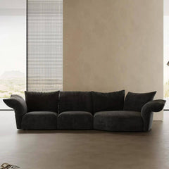 Black Chenille Multi-Seater Sofa in Petal Shape for Modern Living Rooms