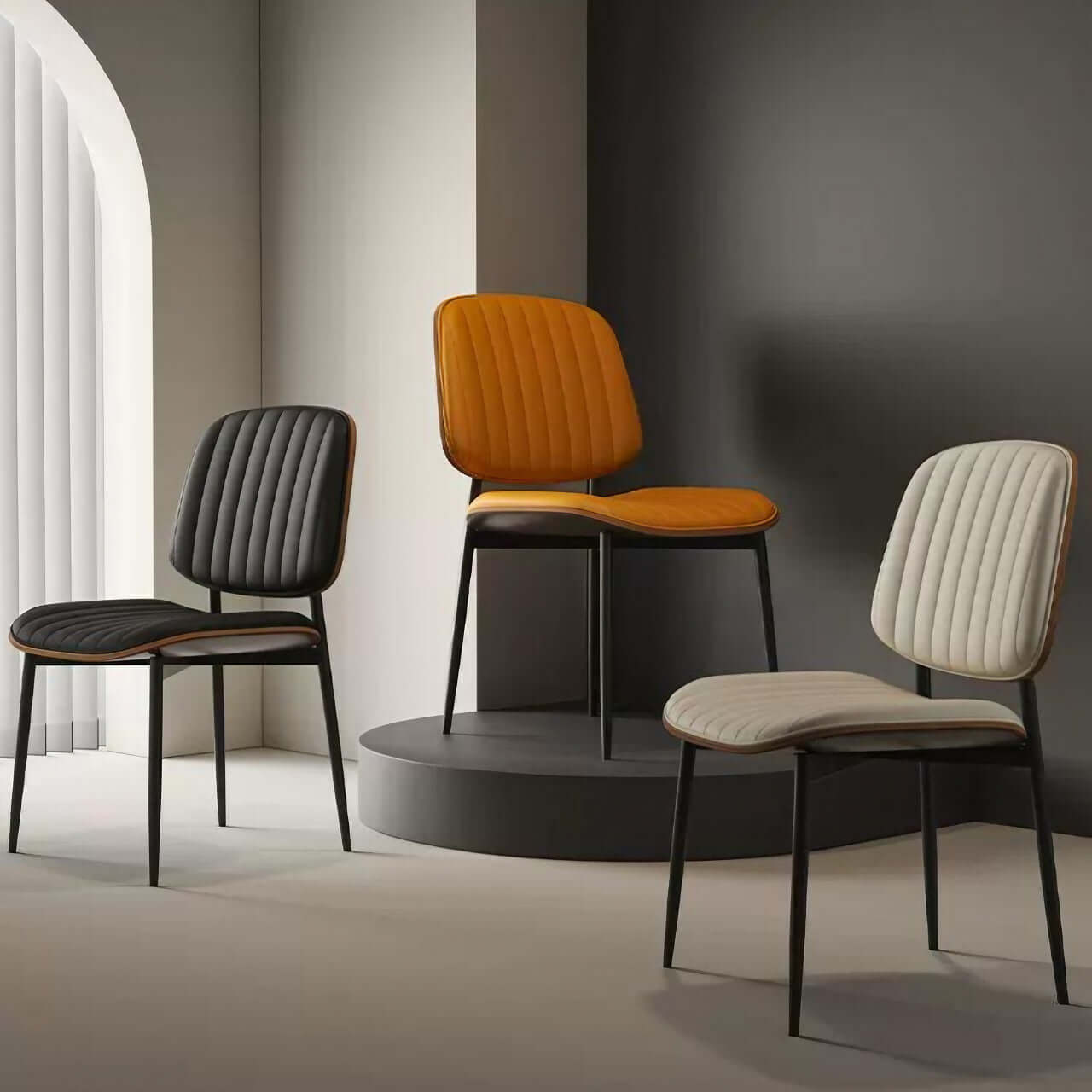 Elegant Leather Dining Chair with Durable Backrest Main image