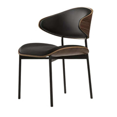 Minimalist Luxury Black Dining Chair with Curved Back and Sturdy Design