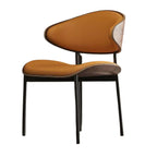 Black leather single dining chair with curved back, durable and minimalist luxury design