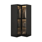 Black Glass Display Wardrobe Armoire With Soft-Close Storage