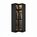 Black Glass Display Wardrobe Armoire With Soft-Close Storage