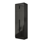 Black Glass Display Wardrobe Armoire With Soft-Close Storage