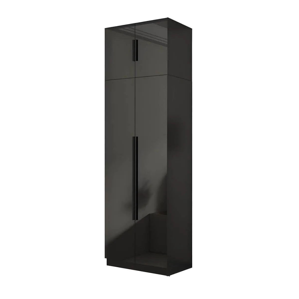 Black Glass Display Wardrobe Armoire With Soft-Close Storage