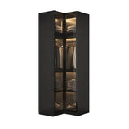 Black Glass Display Wardrobe Armoire With Soft-Close Storage