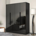 Black Glass Display Wardrobe Armoire With Soft-Close Storage