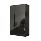 Black Glass Display Wardrobe Armoire With Soft-Close Storage