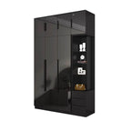 Black Glass Display Wardrobe Armoire With Soft-Close Storage