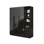 Black Glass Display Wardrobe Armoire With Soft-Close Storage
