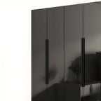 Black Glass Display Wardrobe Armoire With Soft-Close Storage