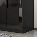 Black Glass Display Wardrobe Armoire With Soft-Close Storage