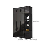 Black Glass Display Wardrobe Armoire With Soft-Close Storage Dimensions