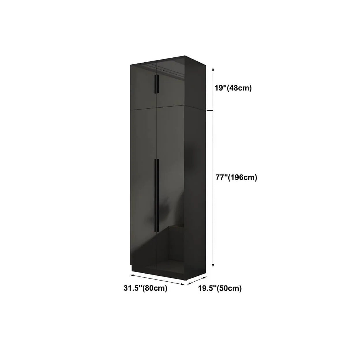 Black Glass Display Wardrobe Armoire With Soft-Close Storage Dimensions