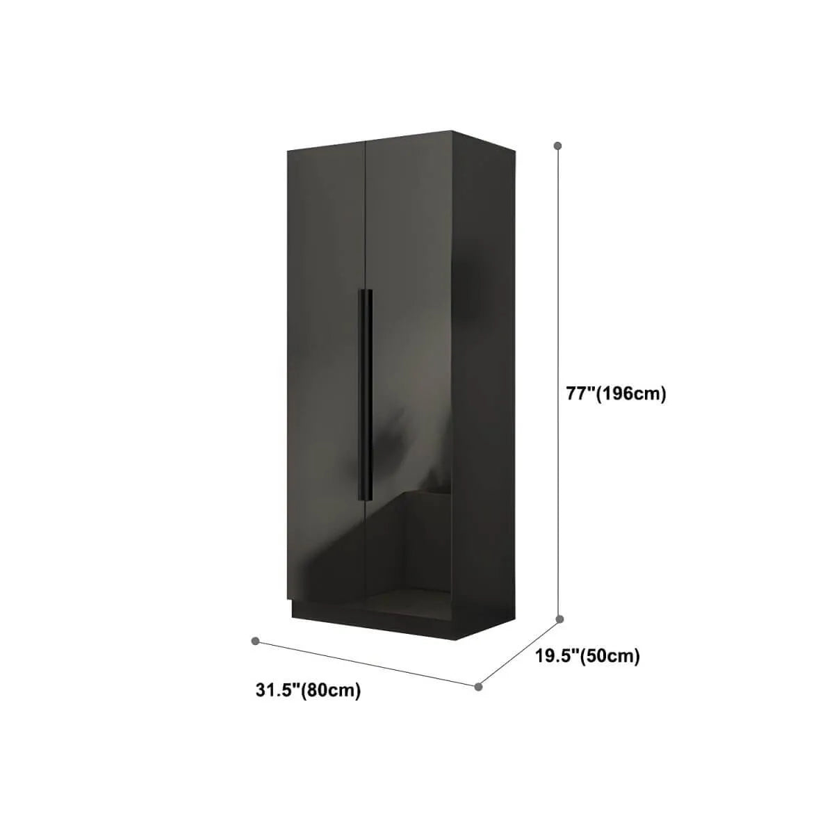 Black Glass Display Wardrobe Armoire With Soft-Close Storage Dimensions