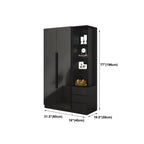 Black Glass Display Wardrobe Armoire With Soft-Close Storage Dimensions