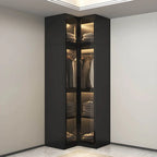Black Glass Display Wardrobe Armoire With Soft-Close Storage Main Product Image