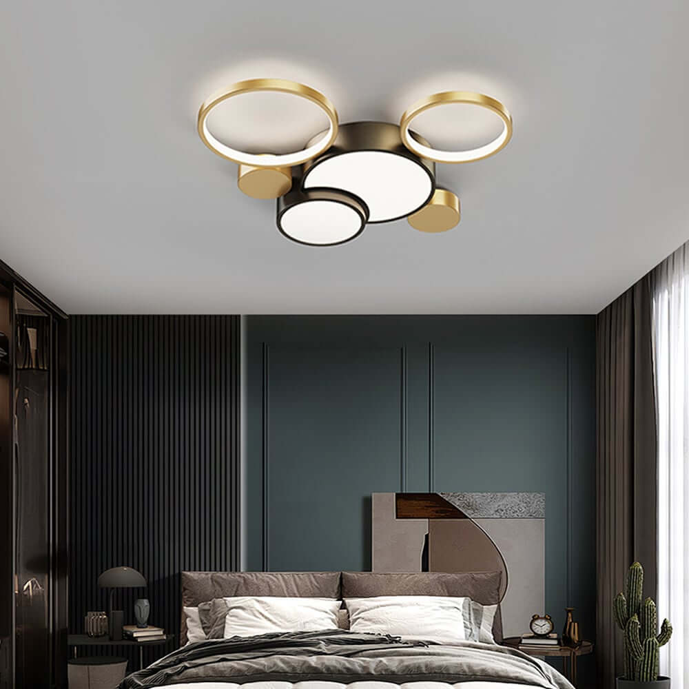 Black & Gold Circular LED Flush Mount Ceiling Light Fixture