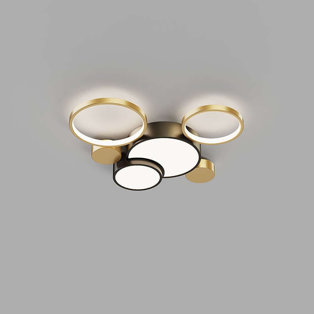 Black & Gold Circular LED Flush Mount Ceiling Light Fixture
