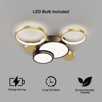 Black & Gold Circular LED Flush Mount Ceiling Light Fixture