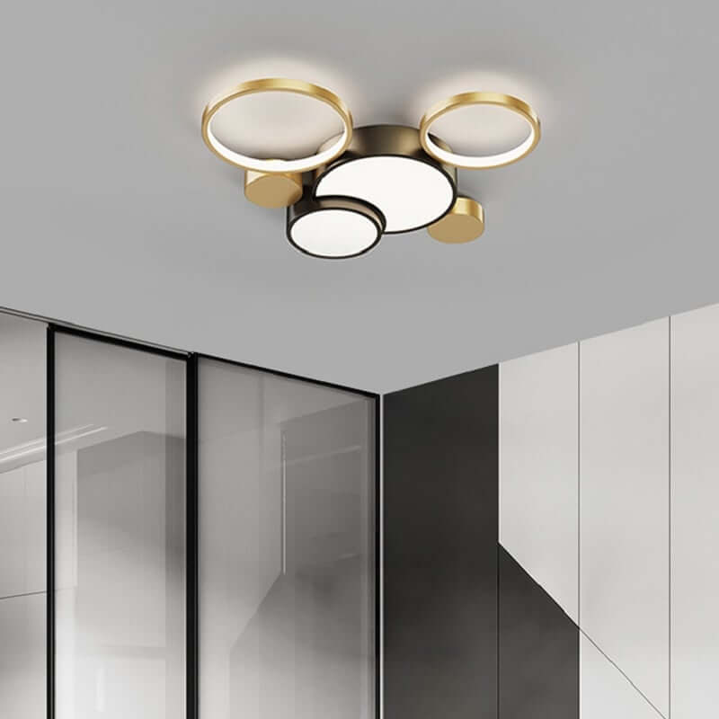 Black & Gold Circular LED Flush Mount Ceiling Light Fixture