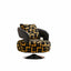 Black Gold Jacquard Swivel Chair with Leather Accent Sculptural Lounge Seating