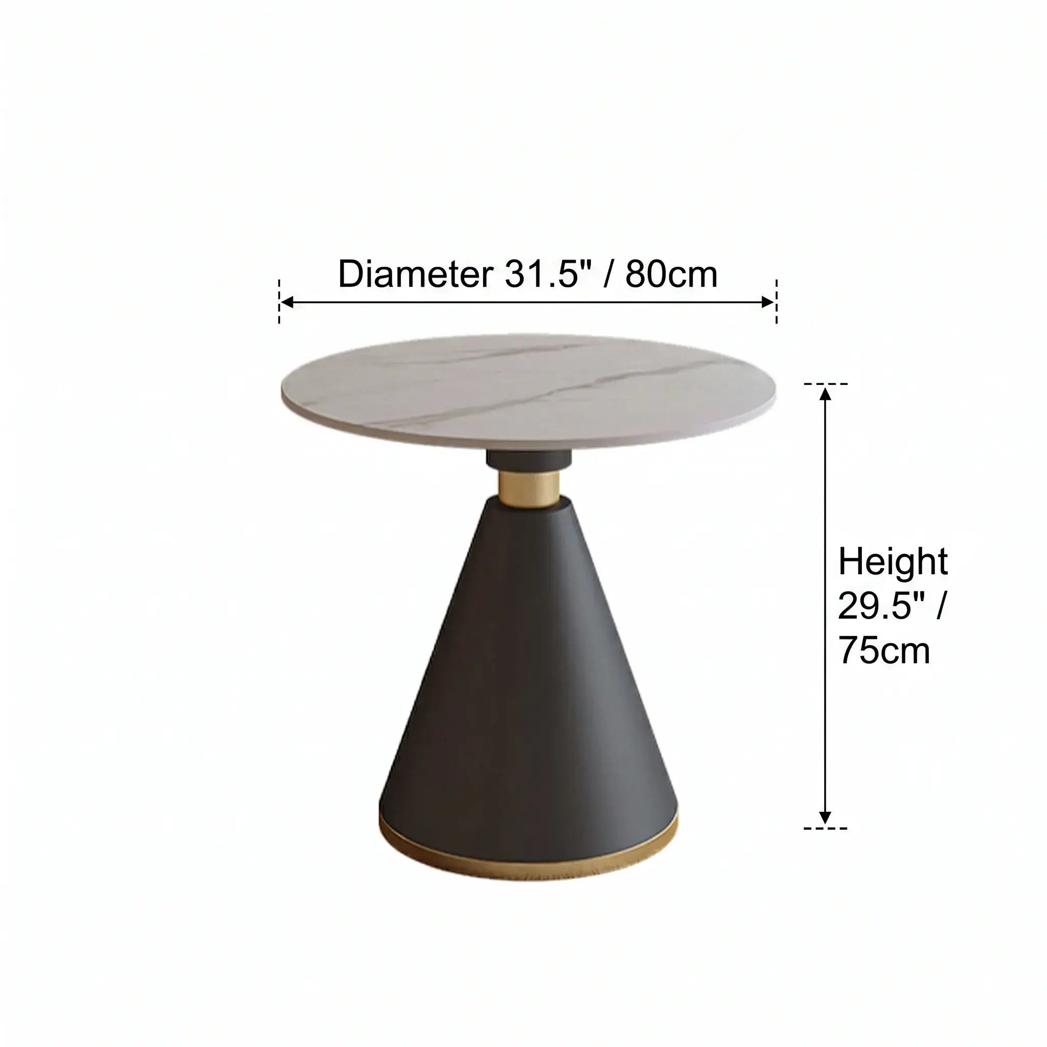 Black-Gold Metal Base with Nappa Leather & Sintered Stone Table Set