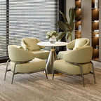 Black-Gold Metal Base with Nappa Leather & Sintered Stone Table Set