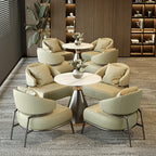 Black-Gold Metal Base with Nappa Leather & Sintered Stone Table Set