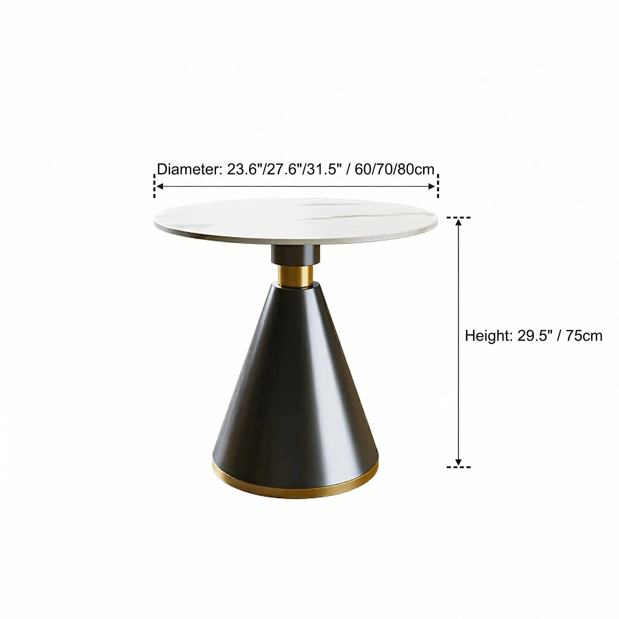Black-Gold Metal Base with Nappa Leather & Sintered Stone Table Set Dimensions