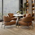 Black-Gold Metal Base with Nappa Leather & Sintered Stone Table Set Main Product Image