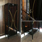 Black Modern Glass Display Cabinet with 5 Shelves