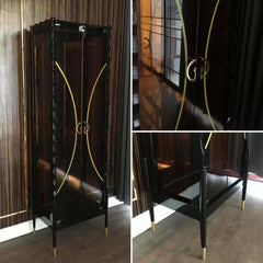 Black Modern Glass Display Cabinet with 5 Shelves