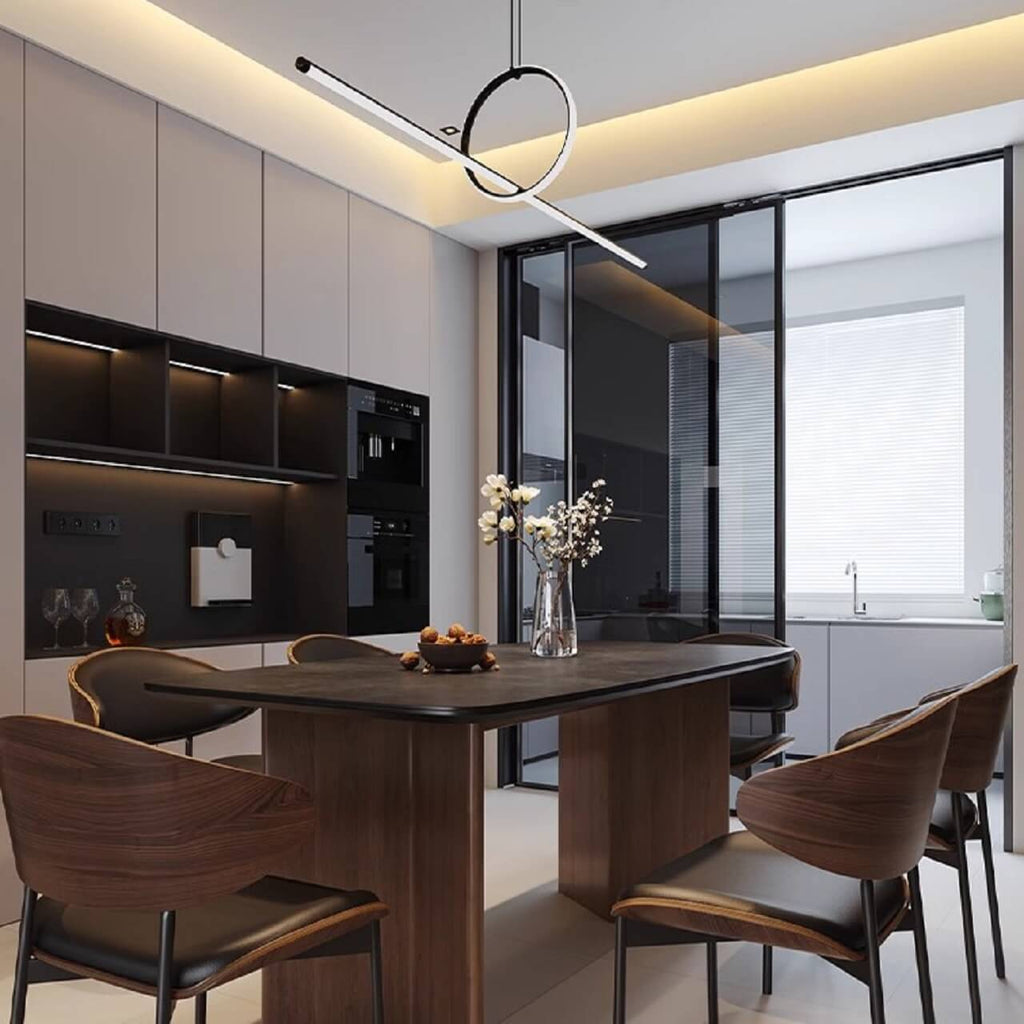 Vintage black rectangular dining table with rock tabletop and solid wood legs