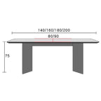 Vintage black rectangular dining table with rock tabletop and solid wood legs dimensions