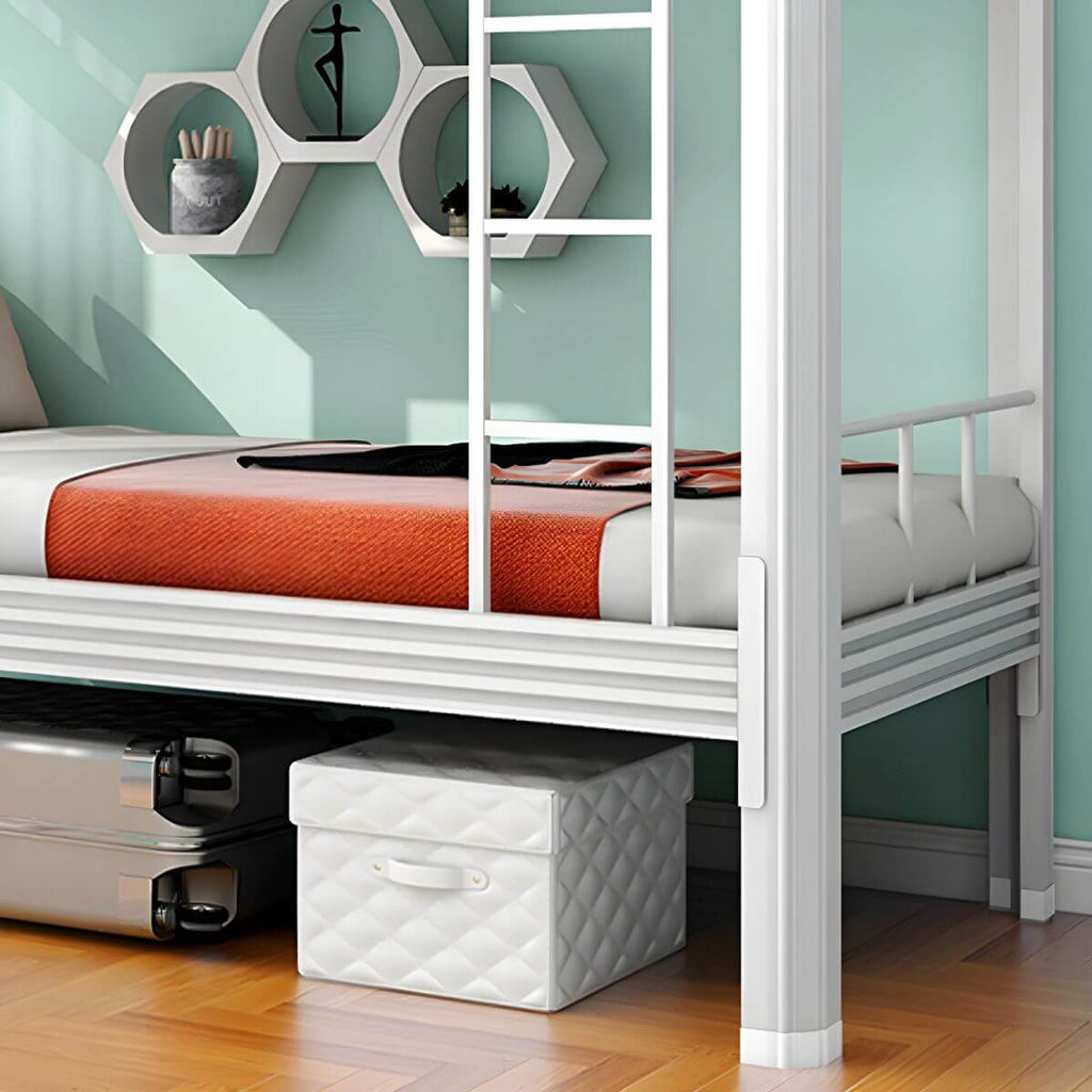 Black Scandinavian Metal Bunk Bed with Mattress for Kids