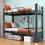 Black Scandinavian Metal Bunk Bed with Mattress for Kids