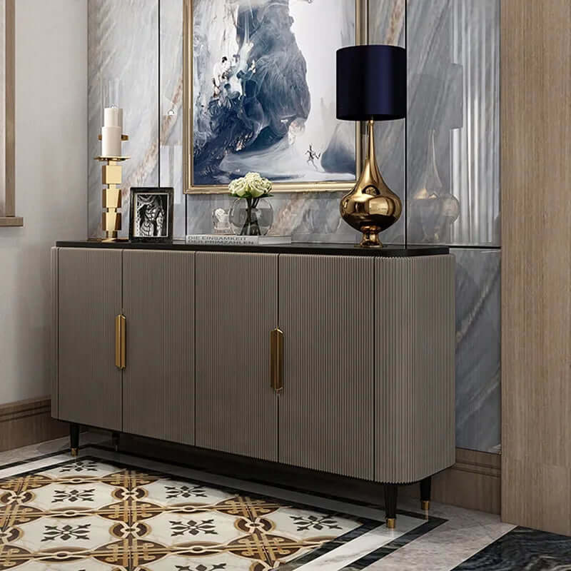 Black Sideboard Buffet with Gold Stainless Steel Base Image secondaire du produit