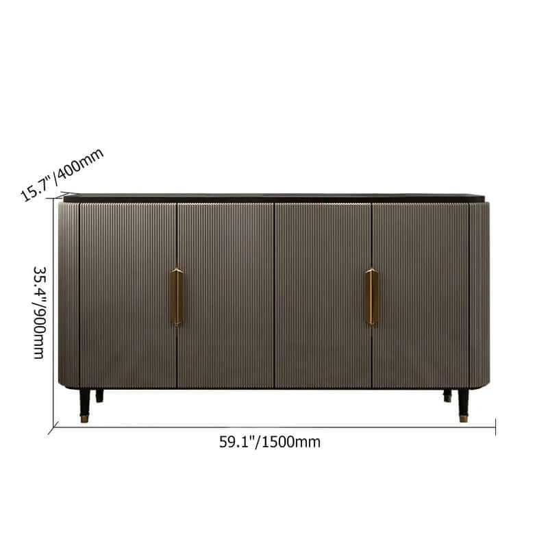 Black Sideboard Buffet with Gold Stainless Steel Base