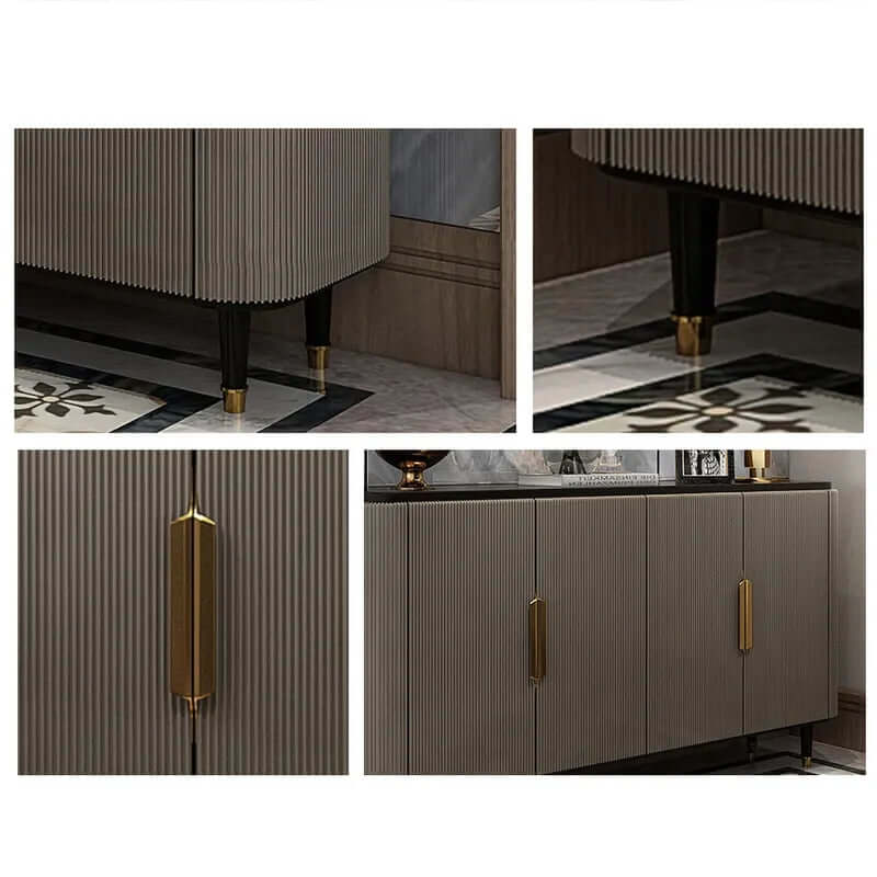 Black Sideboard Buffet with Gold Stainless Steel Base