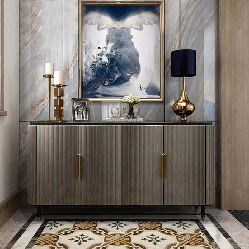 Black Sideboard Buffet with Gold Stainless Steel Base Main Product Image Image principale du produit