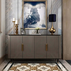 Black Sideboard Buffet with Gold Stainless Steel Base Main Product Image