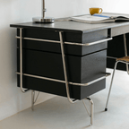 Black Trimline Wooden Desk with Chrome Frame & Drawers