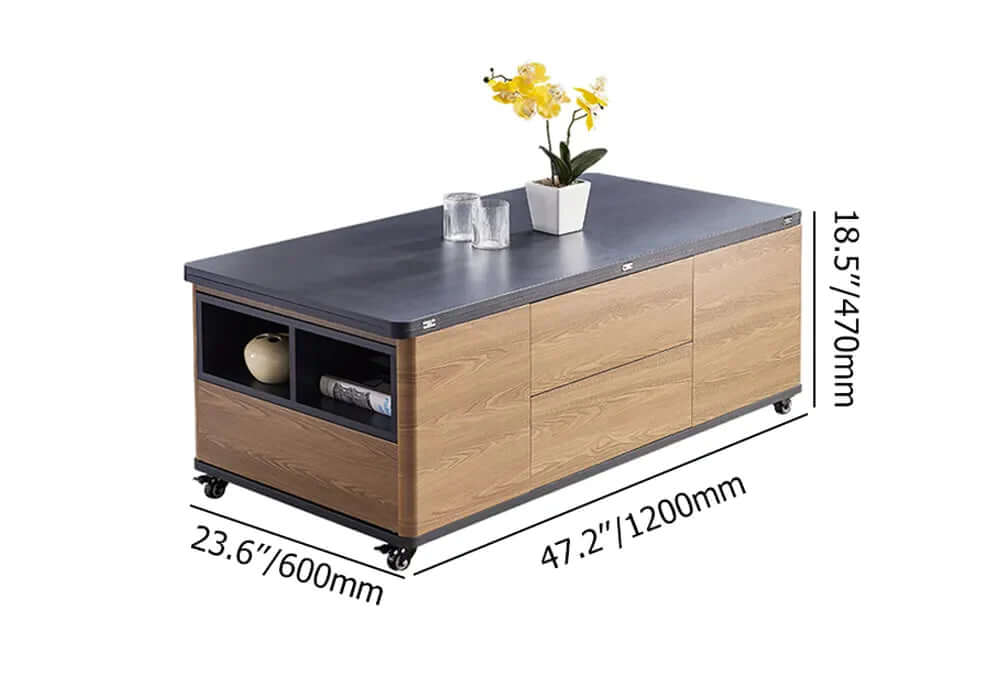 Black-Walnut Convertible Coffee Table with Storage Drawers