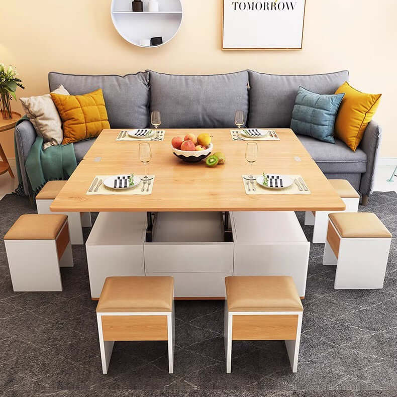 Black-Walnut Convertible Coffee Table with Storage Drawers