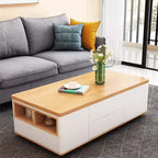 Black-Walnut Convertible Coffee Table with Storage Drawers