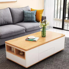 Black-Walnut Convertible Coffee Table with Storage Drawers